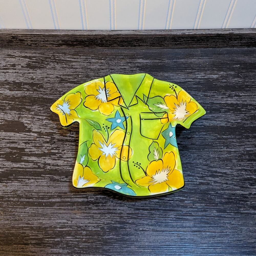 Clay Art Multicolor Fun Hawaiian Shirt Spoon Rest or Key tray